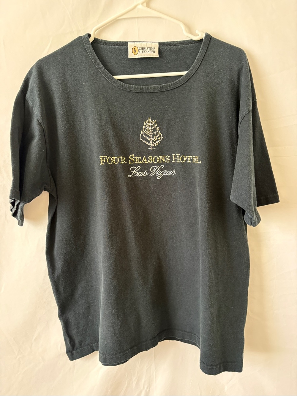 Vintage Christine Alexander Black Tshirt with Four Seasons Las Vegas Logo